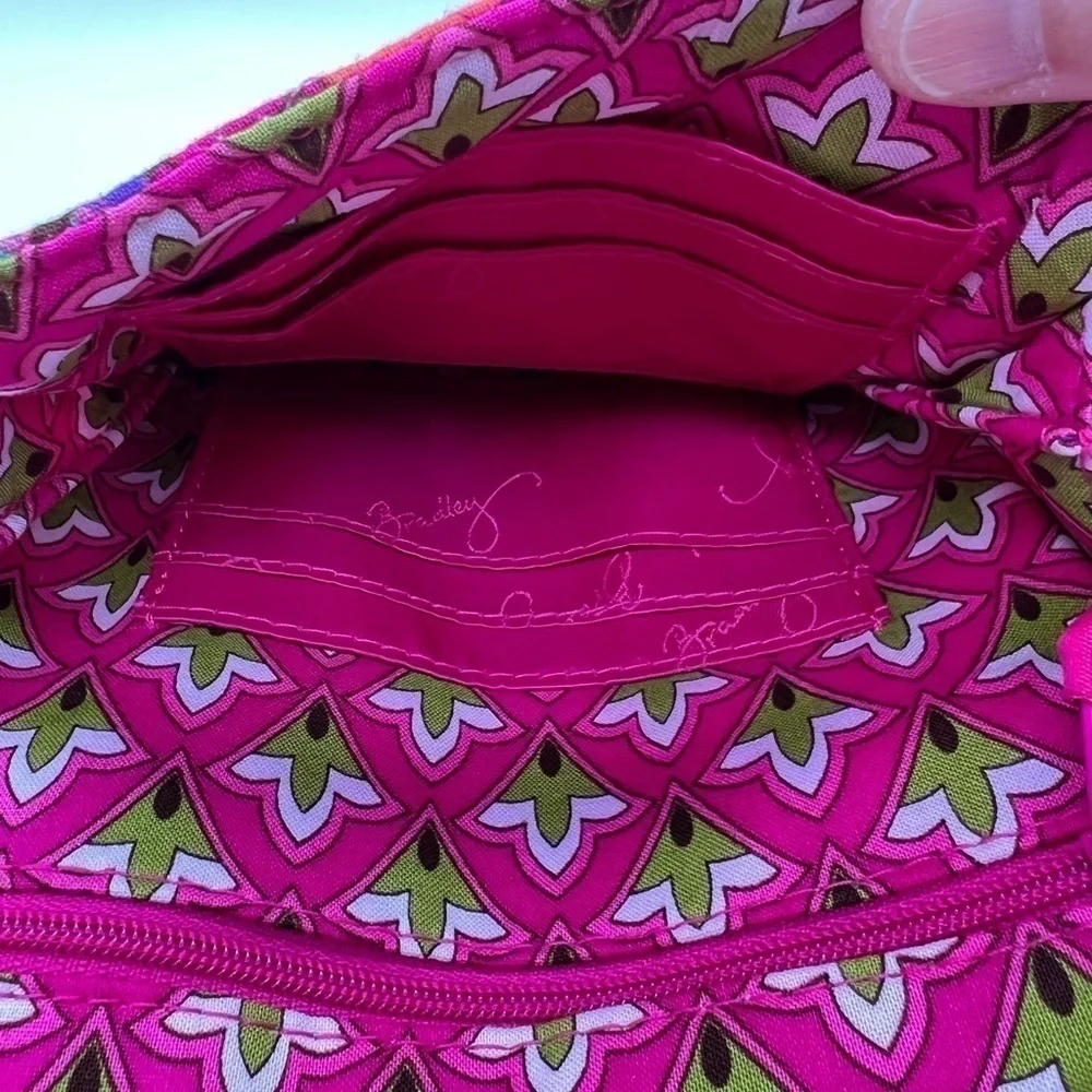 VERA BRADLEY SMALL CROSSBODY BAG WITH LOTS OF POCKETS VIBRANT PINK, ORANGE